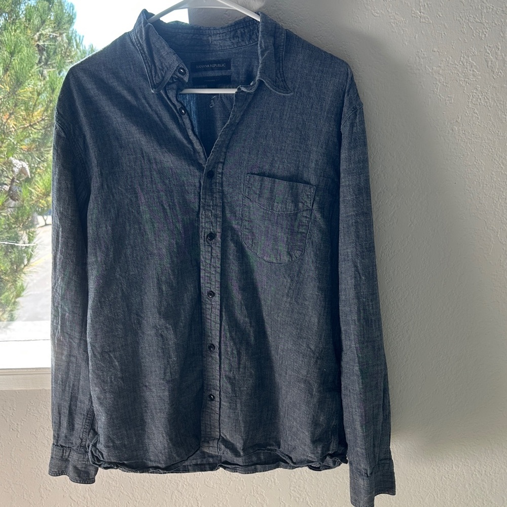 Banana Republic Dark Blue Casual Button-Down Shirt